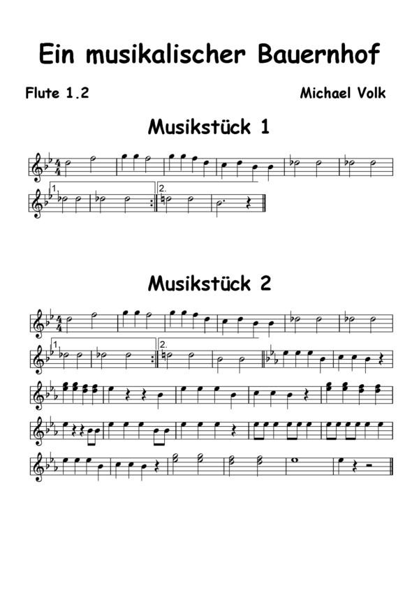 Ein musikalischer Bauernhof - Flute 1-2