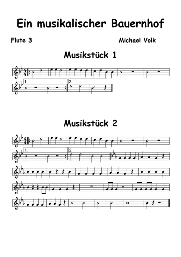 Ein musikalischer Bauernhof - Flute 3